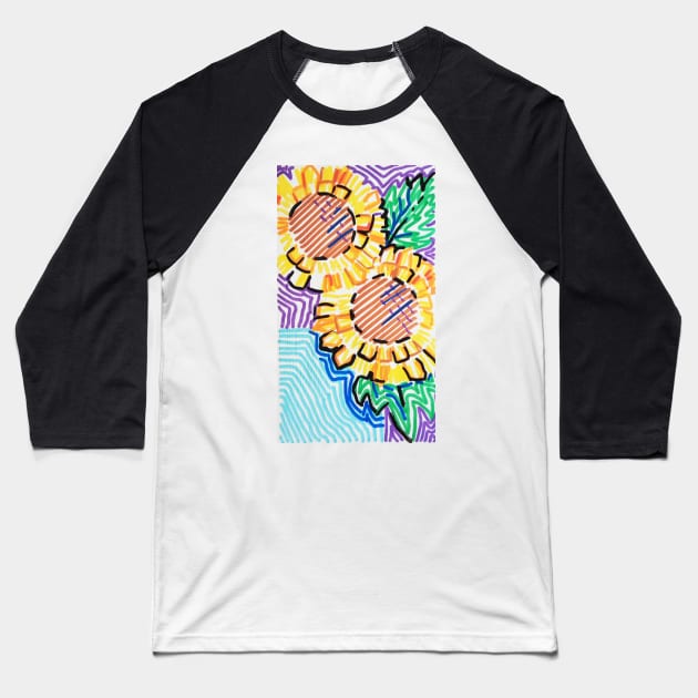 Sunflowers There Baseball T-Shirt by Marisa-ArtShop